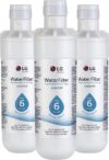 LG LT1000P3 6-Month / 200 Gallon Refrigerator Replacement Water Filter, 3 Count (Pack of 1), White